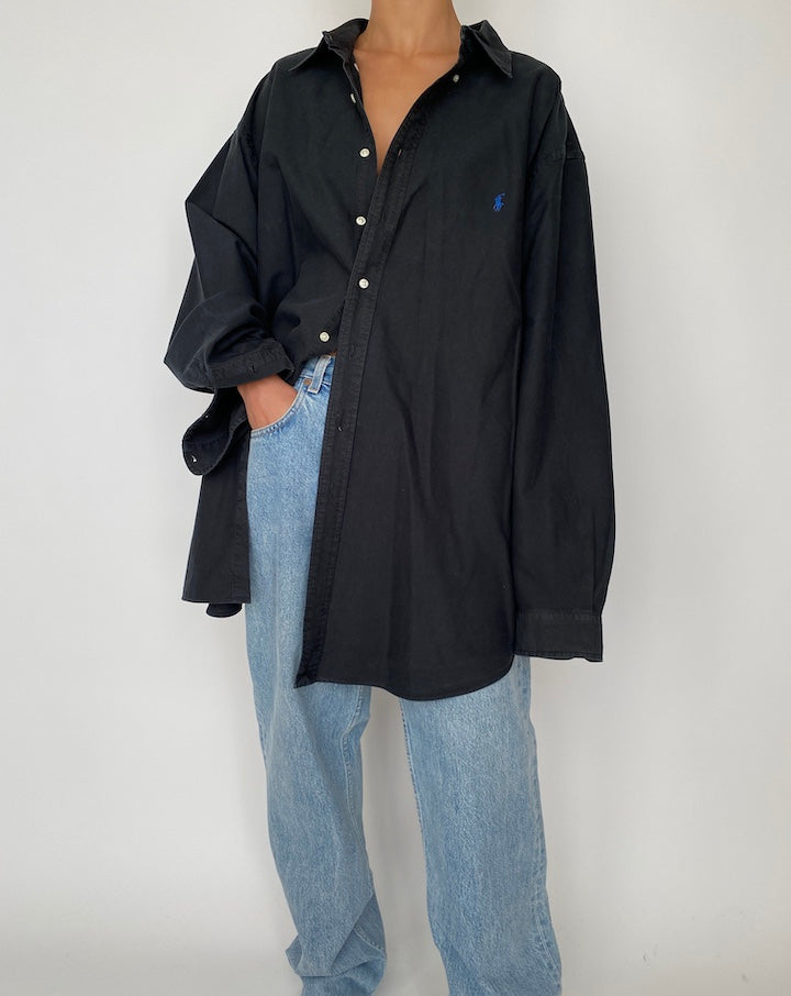 VINTAGE SUPER OVERSIZED BLACK RALPH LAUREN SHIRT 2526