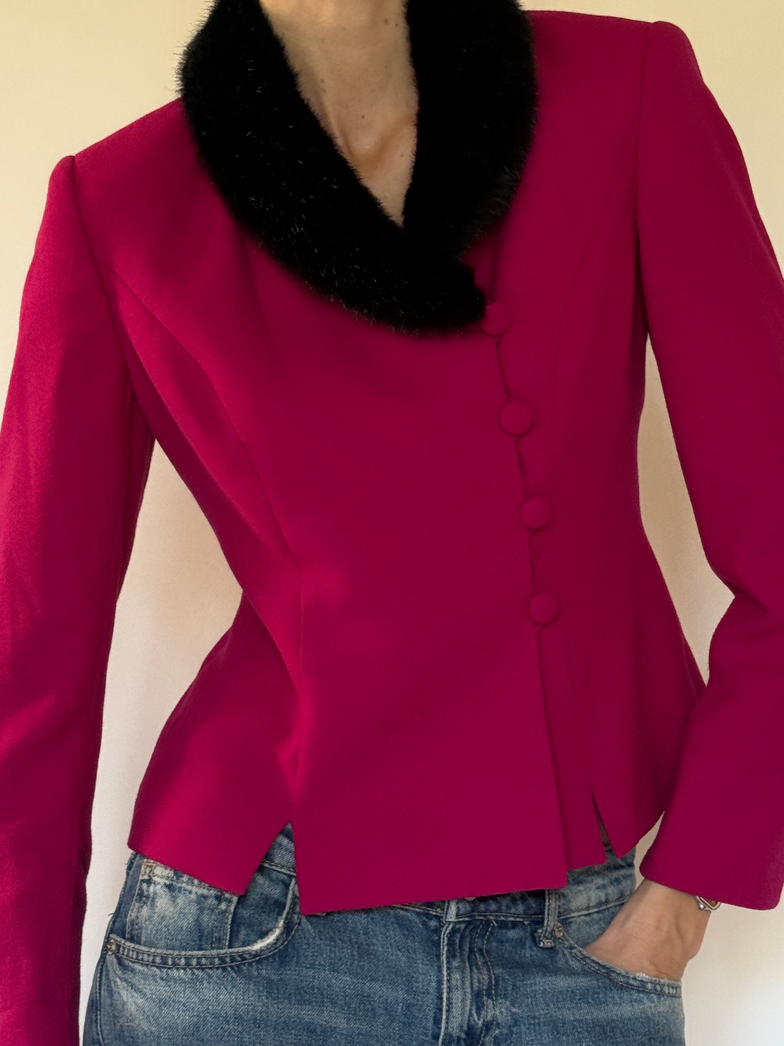 Vintage waist shaping detail on structured jacket