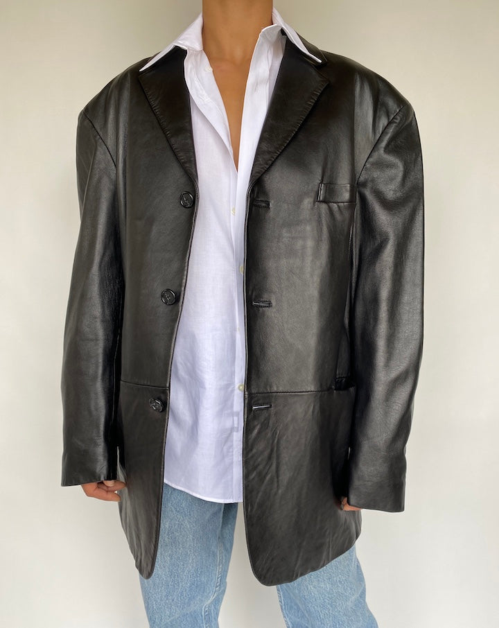 VINTAGE BLACK LEATHER JACKET/BLZER 721