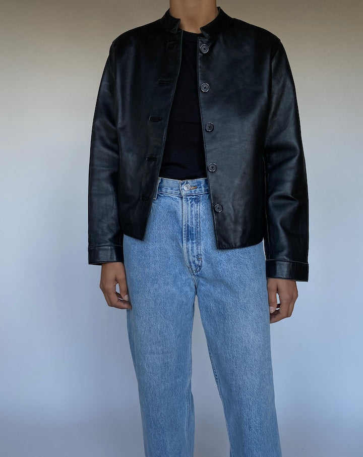 VINTAGE BLACK LEATHER JACKET 3031