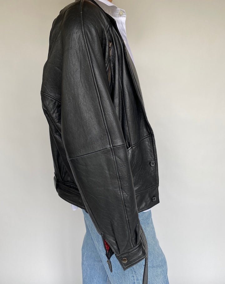 VINTAGE BELTED LEATHER JACKET 722