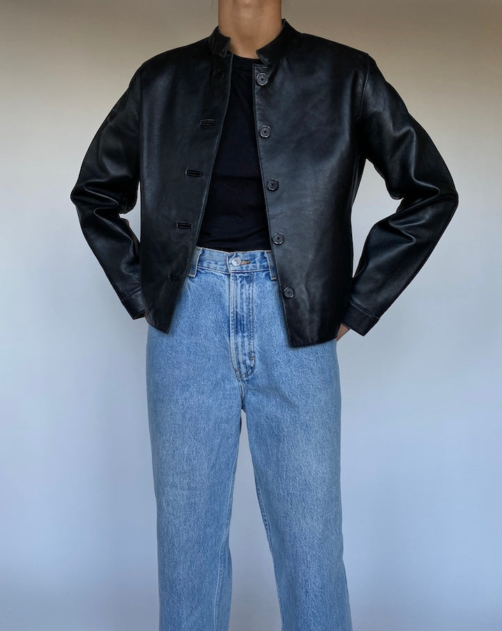 VINTAGE BLACK LEATHER JACKET 3031