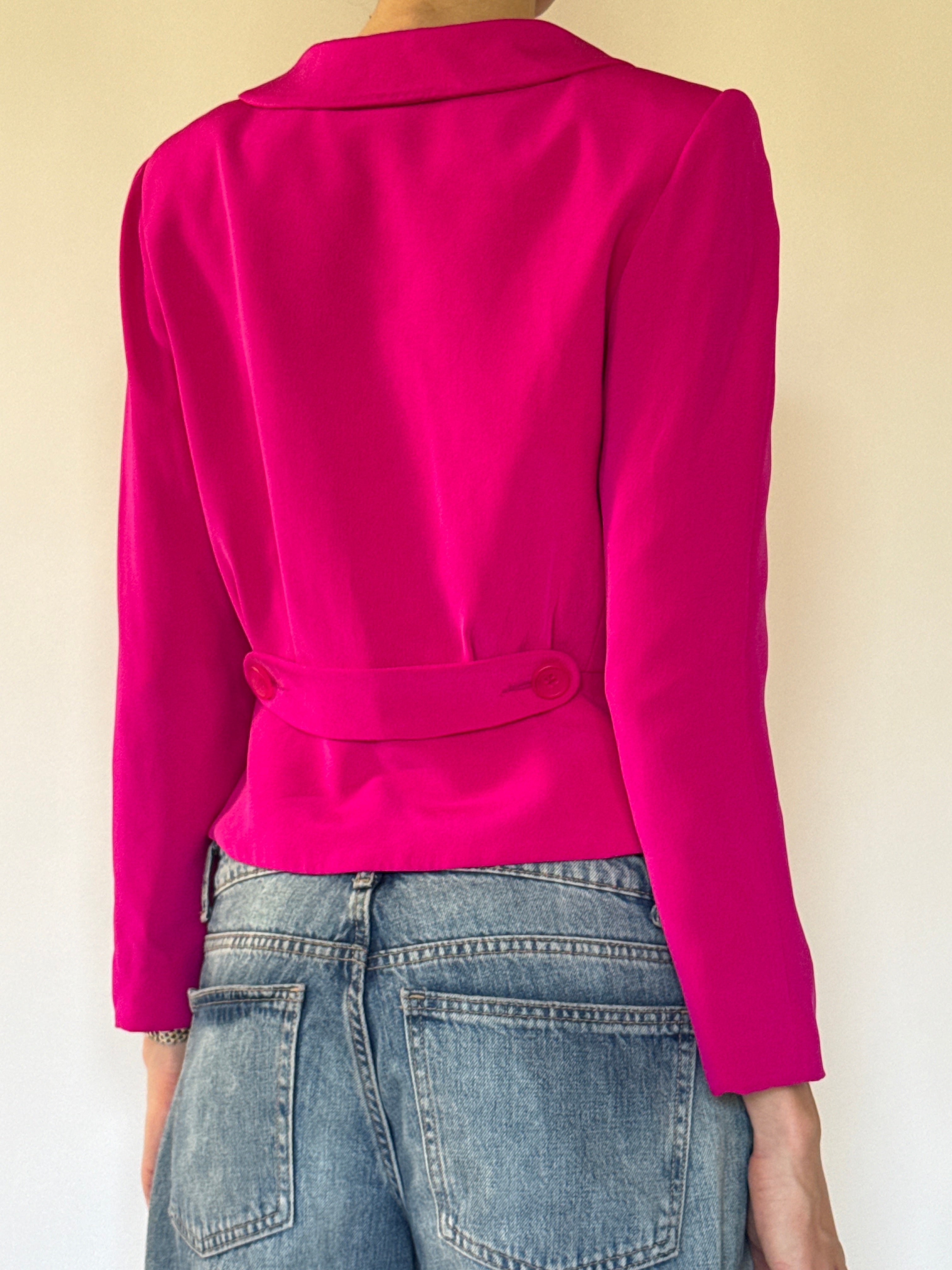 Vintage pink silk jacket back view