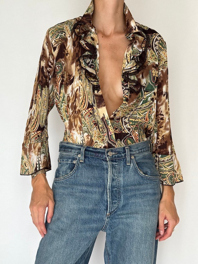 Vintage Ruffled Paisley blouse 6363
