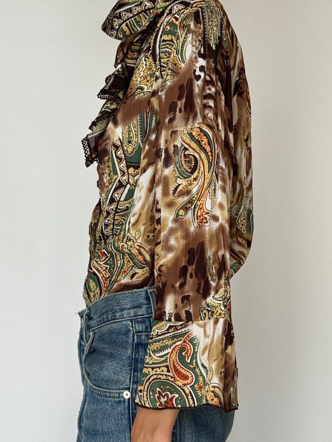 Vintage Ruffled Paisley blouse 6363