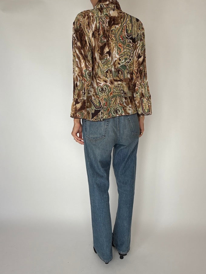 Vintage Ruffled Paisley blouse 6363
