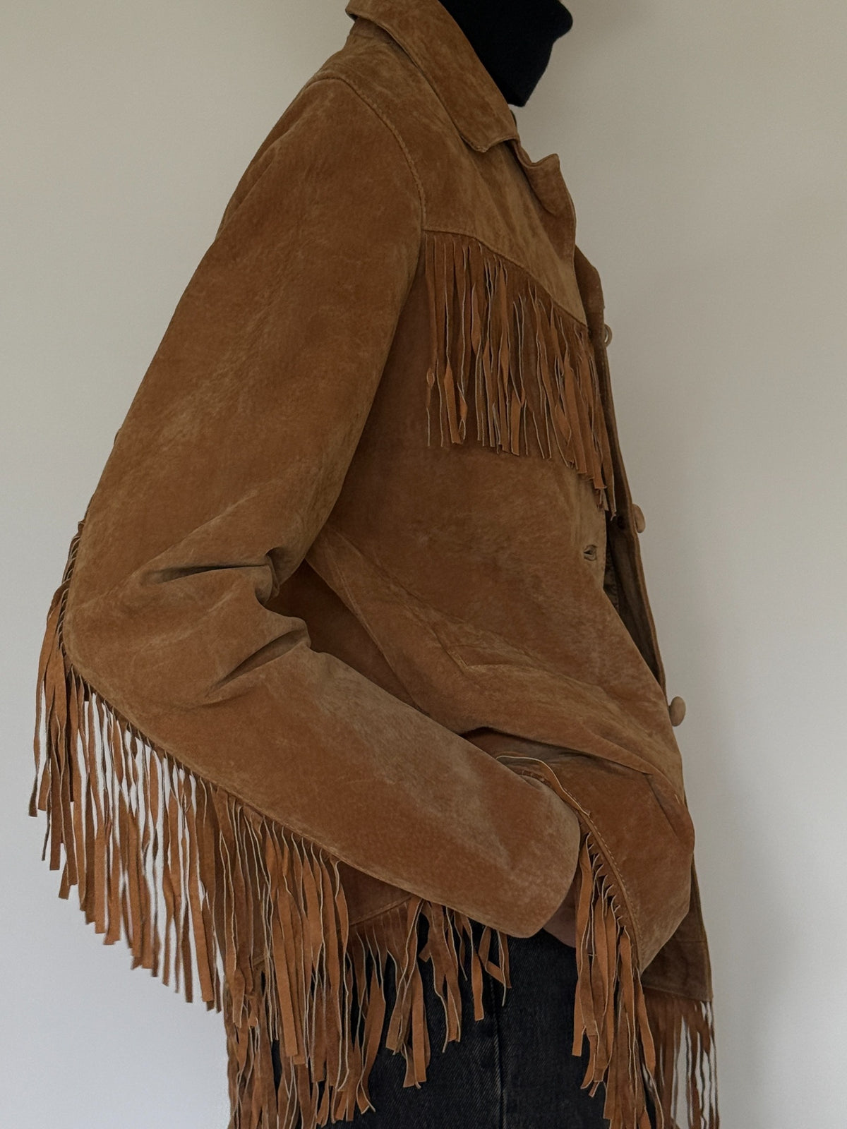 Vintage brown suede fringe jacket