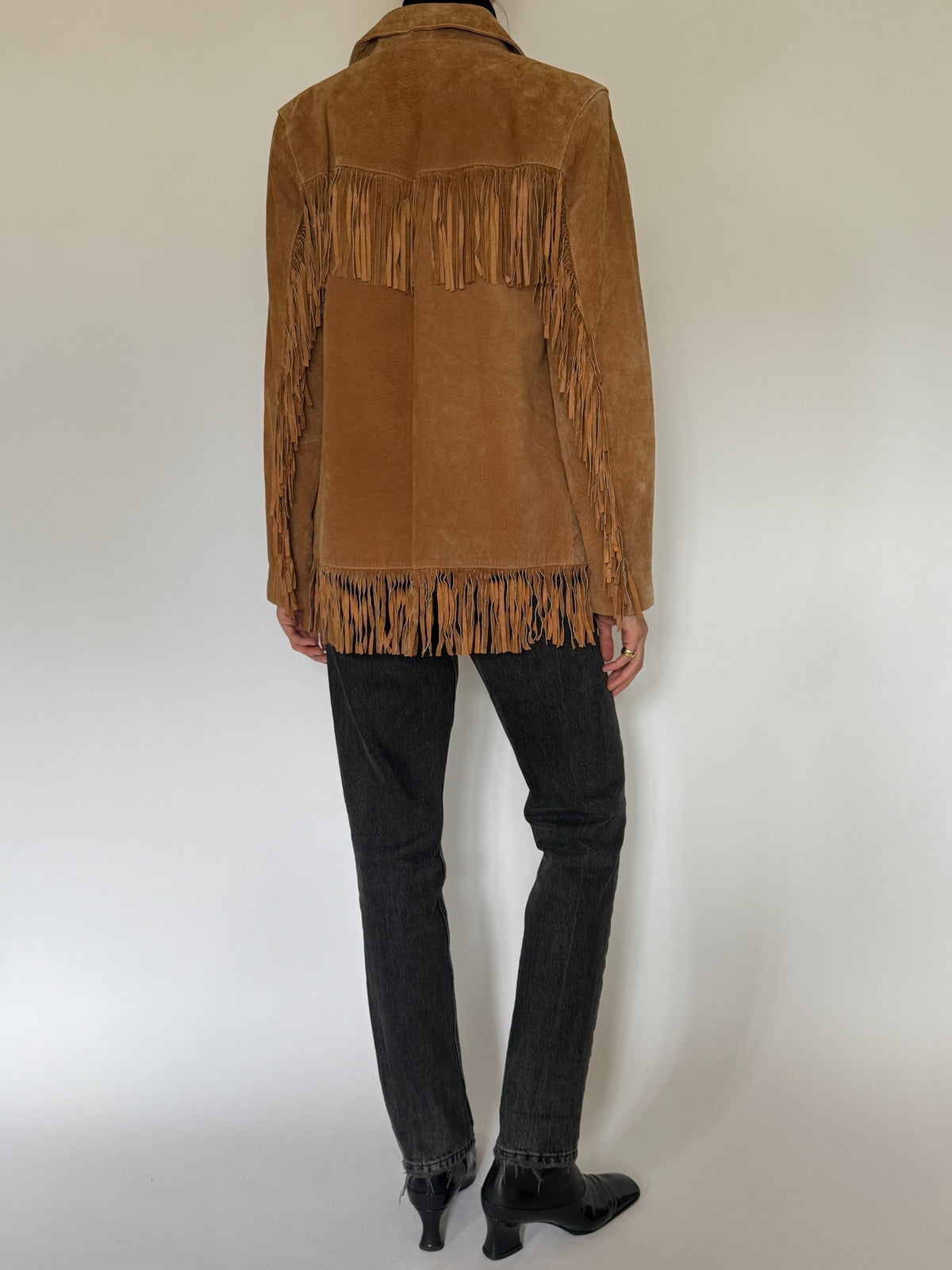 Vintage brown suede fringe jacket