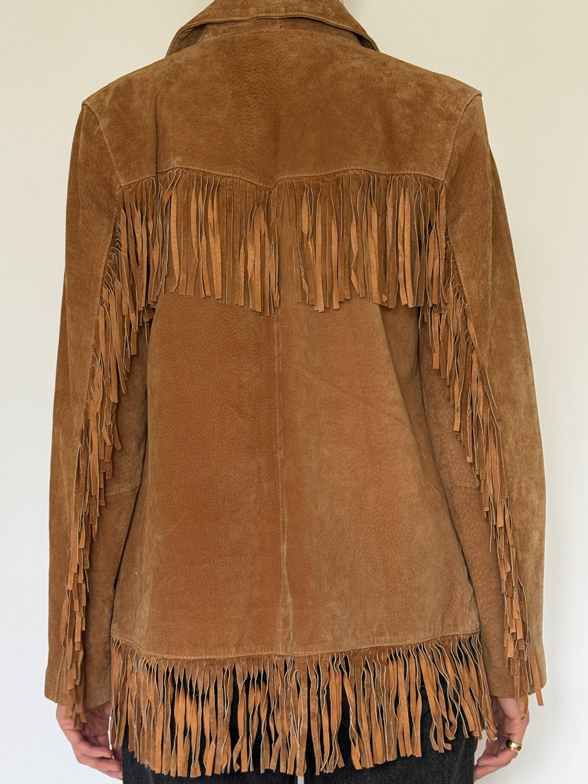 Vintage brown suede fringe jacket
