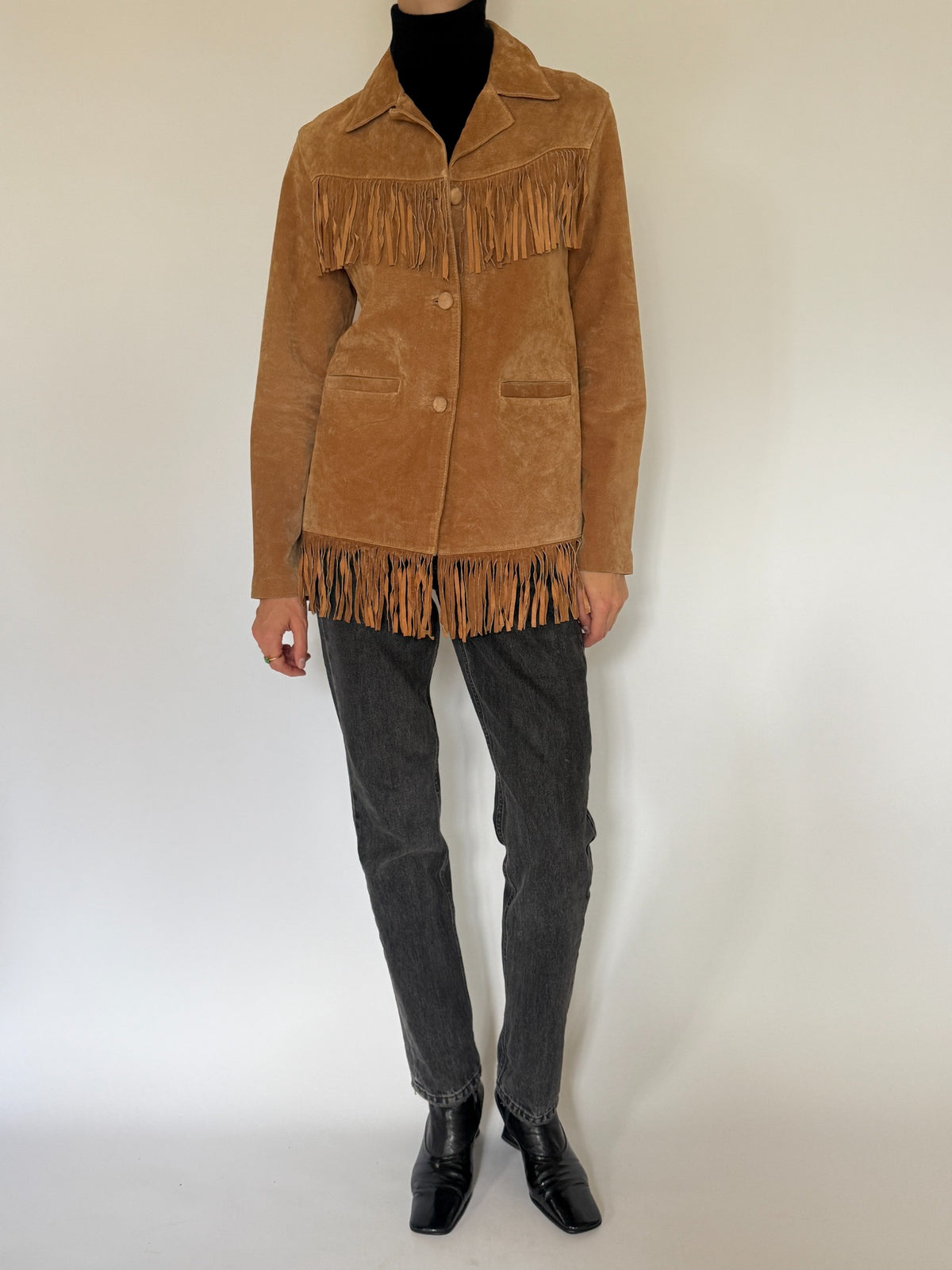 Vintage brown suede fringe jacket