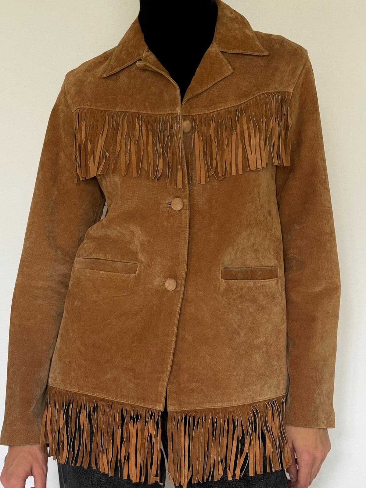 Vintage brown suede fringe jacket