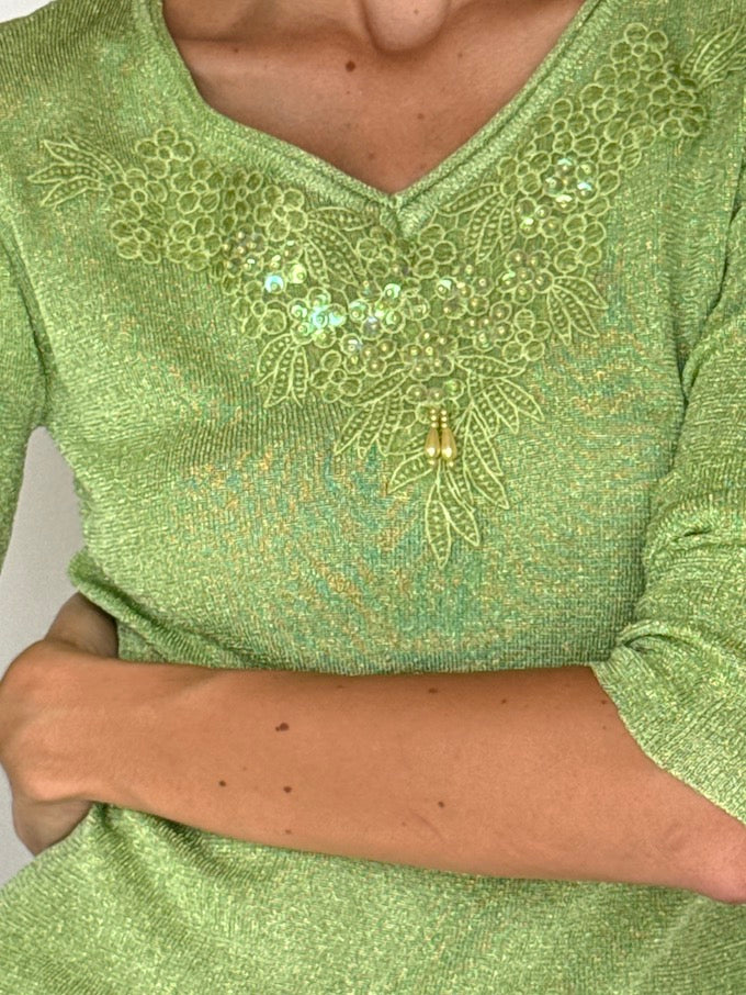 Vintage Green Top With Detailed Front 35277