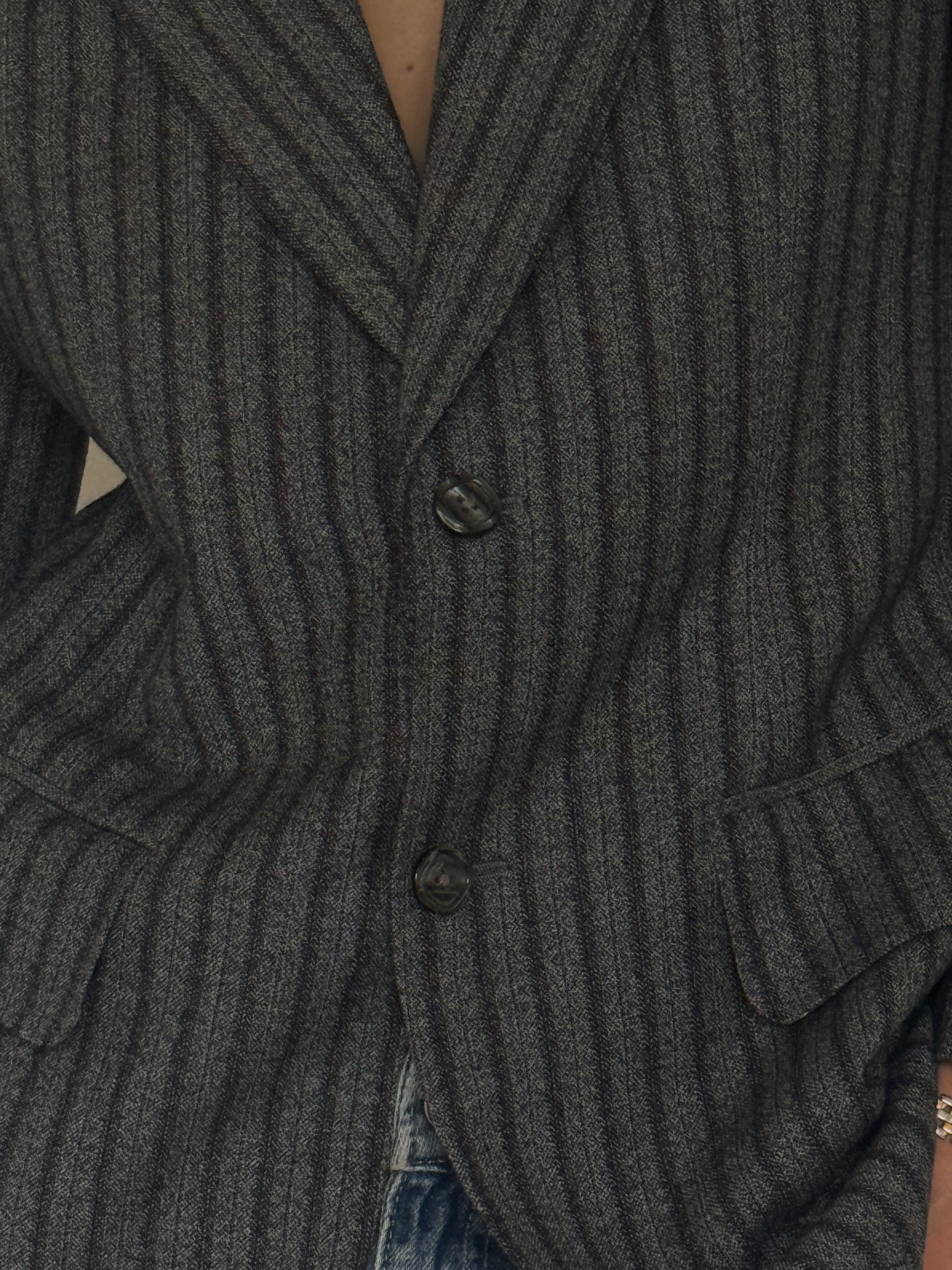 Vintage Pinstripe Blazer Grey & Charcoal 7524