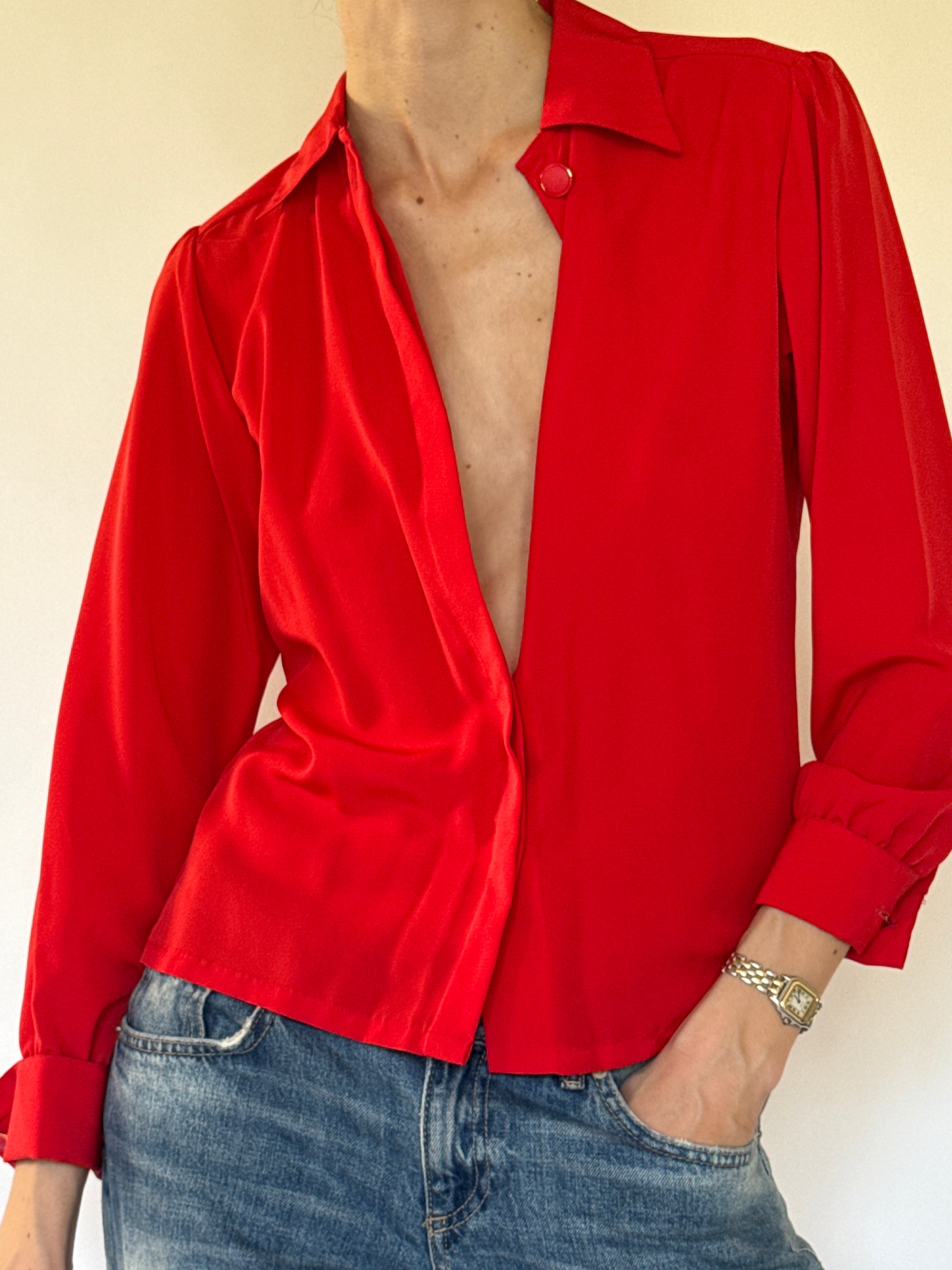 Vintage red blouse front view