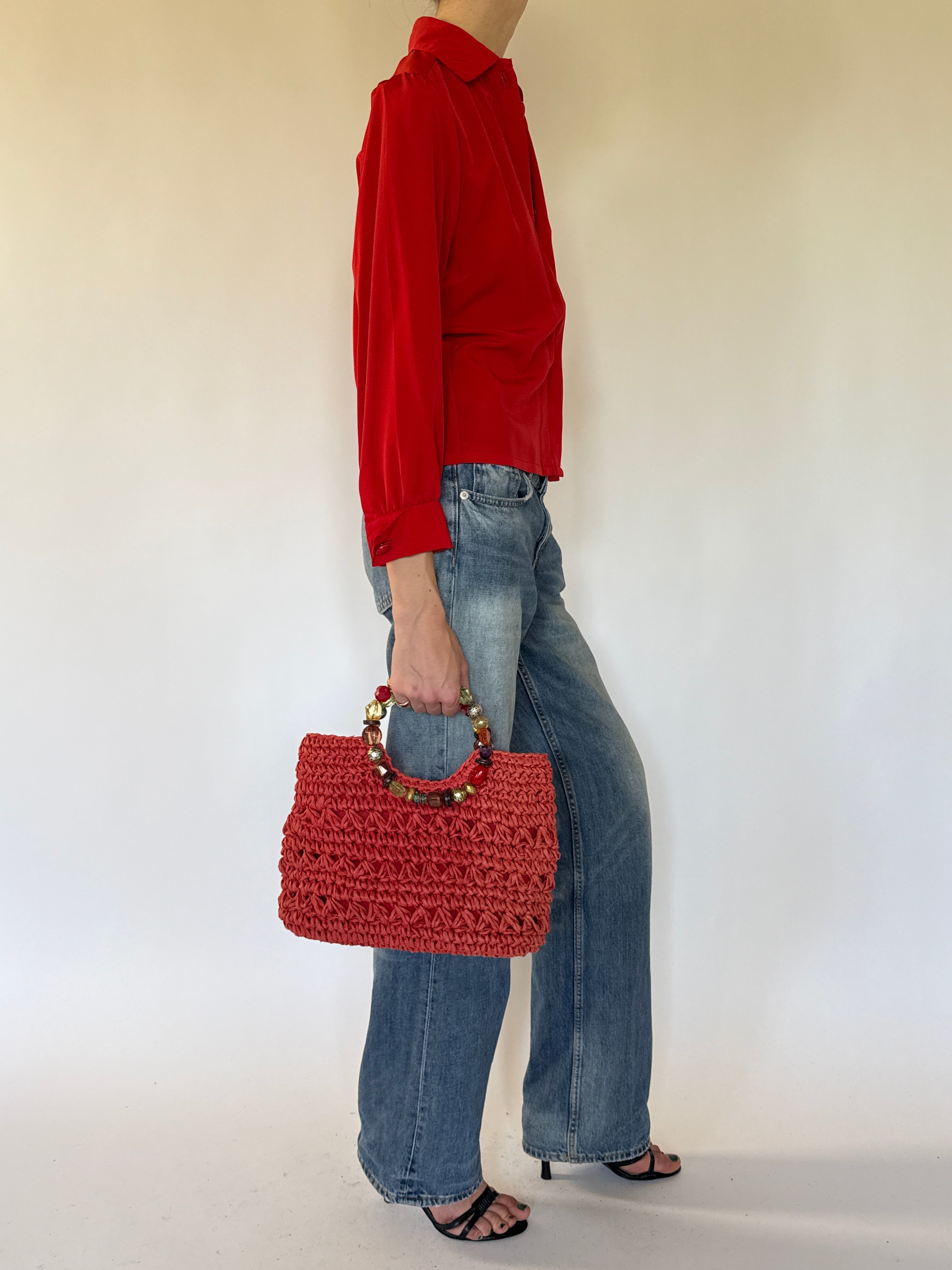 Vintage red blouse side view