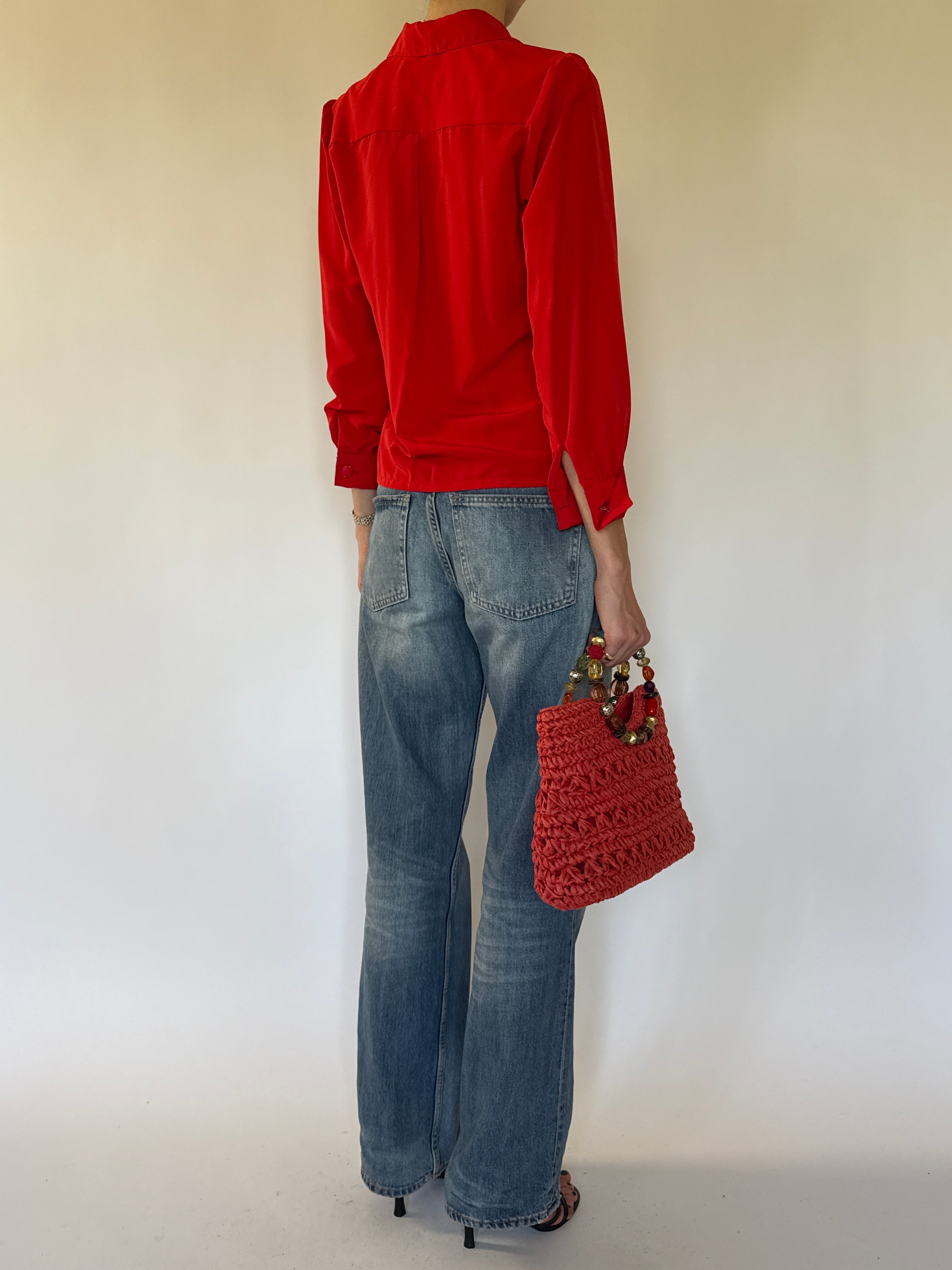 Vintage red blouse back view