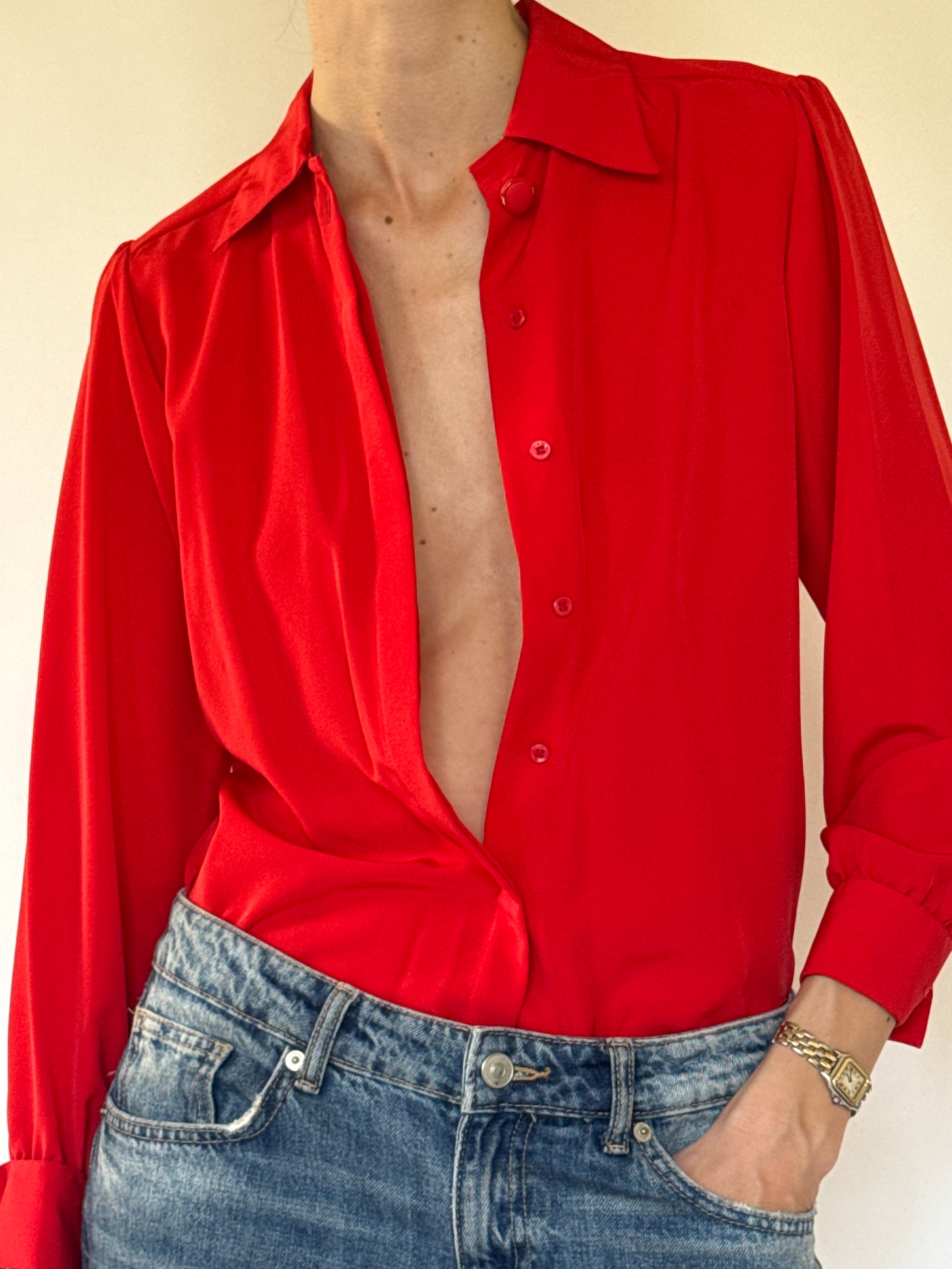 Vintage red blouse front view