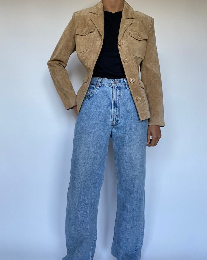 VINTAGE BEIGE SUEDE LEATHER JACKET 3038