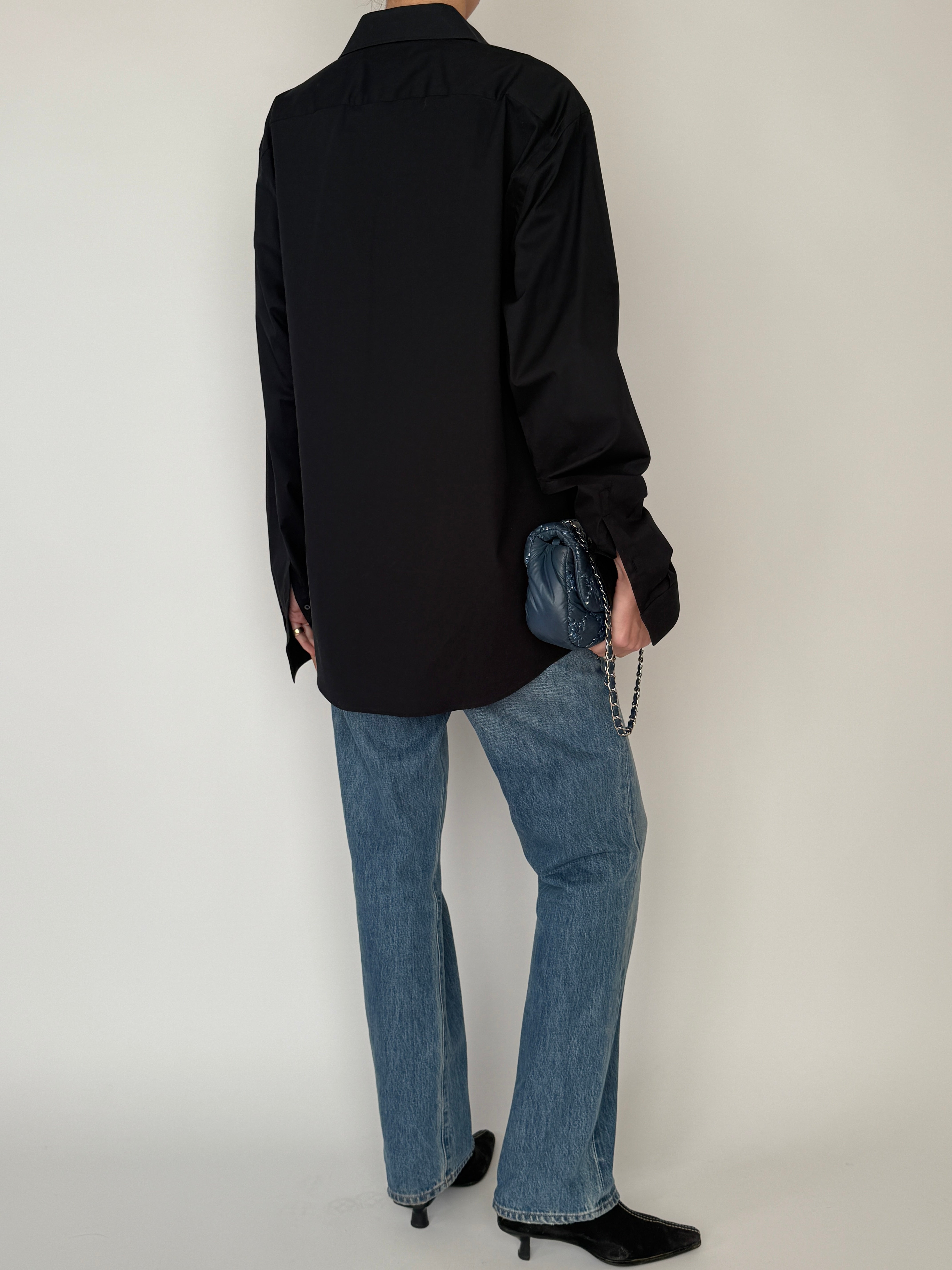 Vintage black slim fit shirt back view