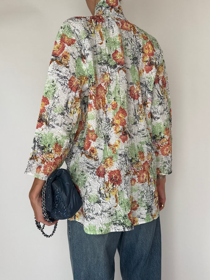 Vintage Floral Crinkle-Effect Blouse 5880