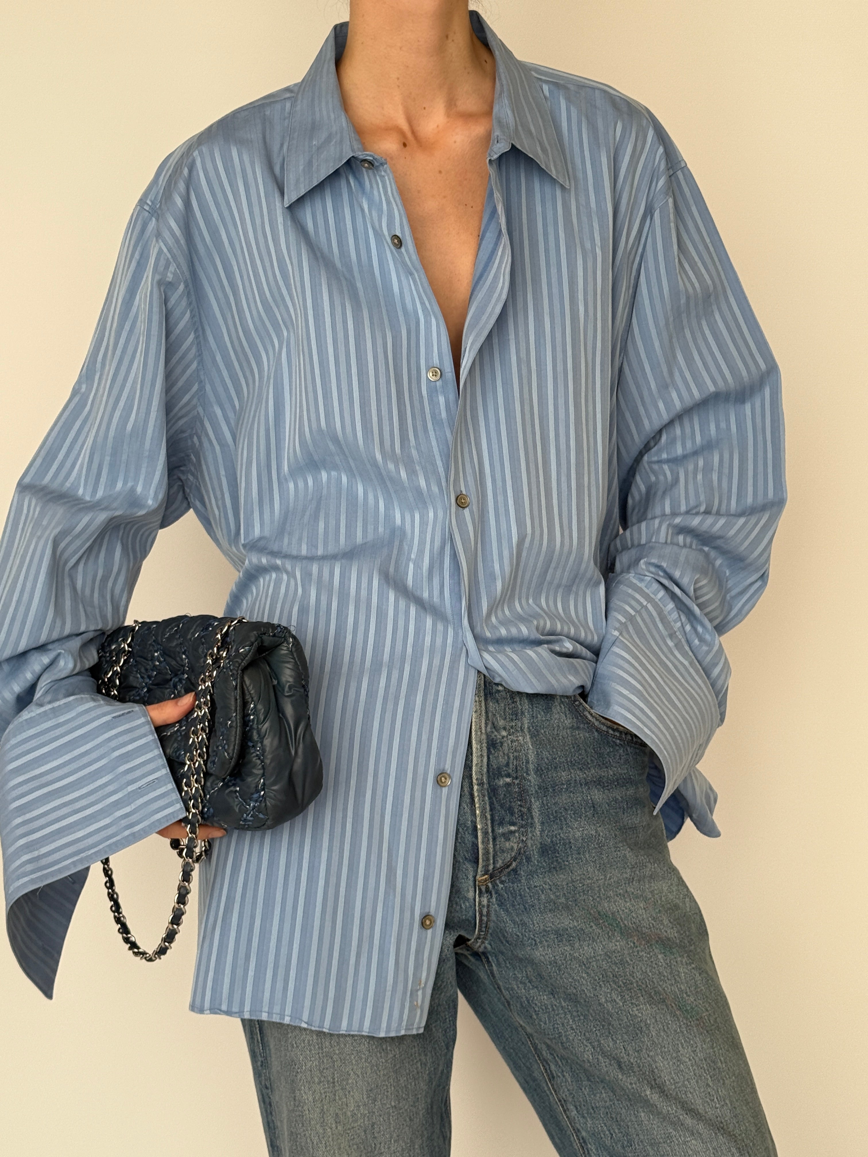 Vintage blue shirt cuff detail