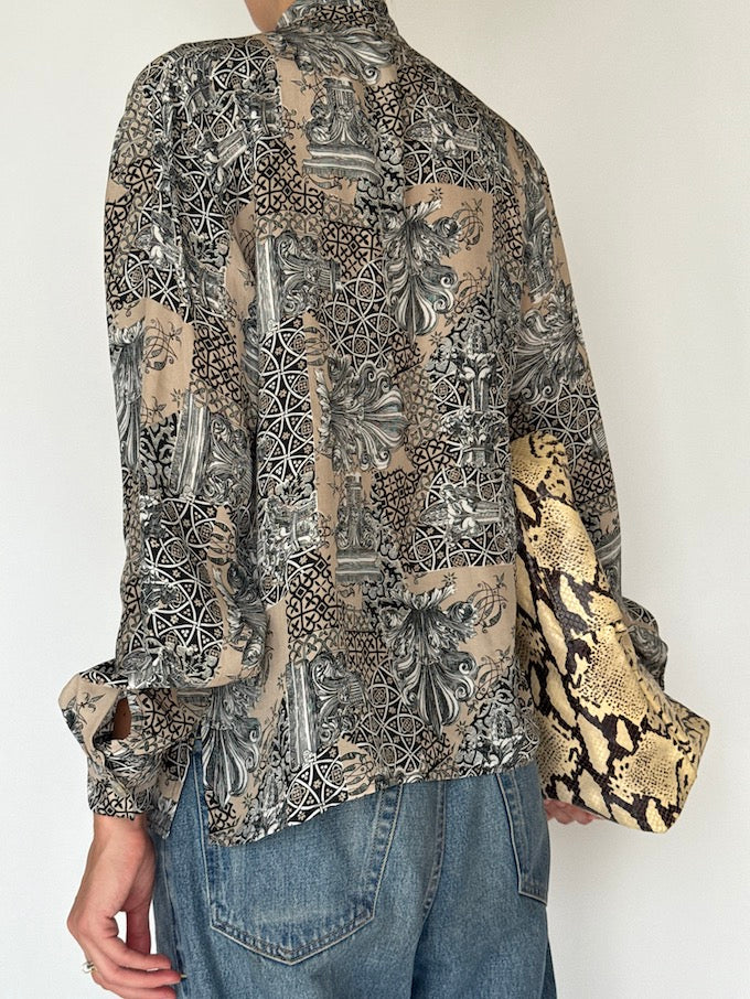 Vintage Printed Silk Blouse 6058