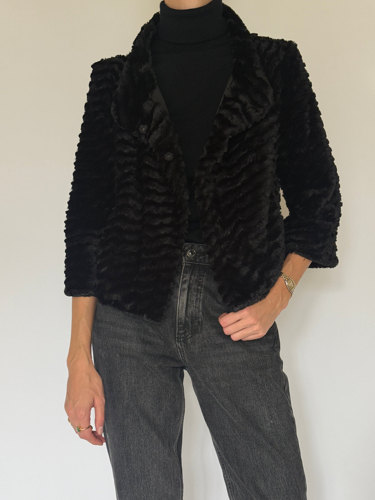 Vintage Cropped Faux Fur Jacket 7584