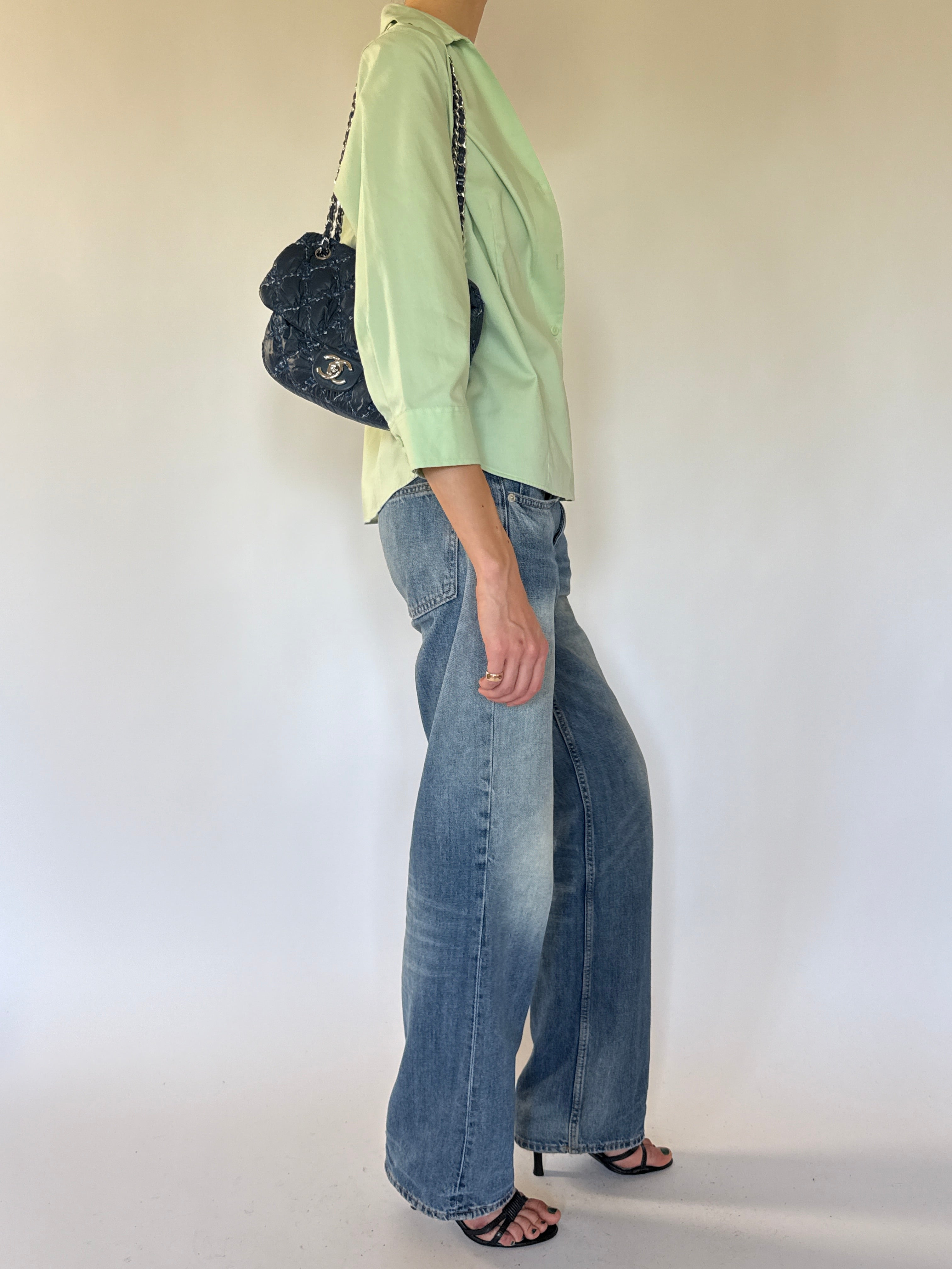 Vintage mint green shirt side view