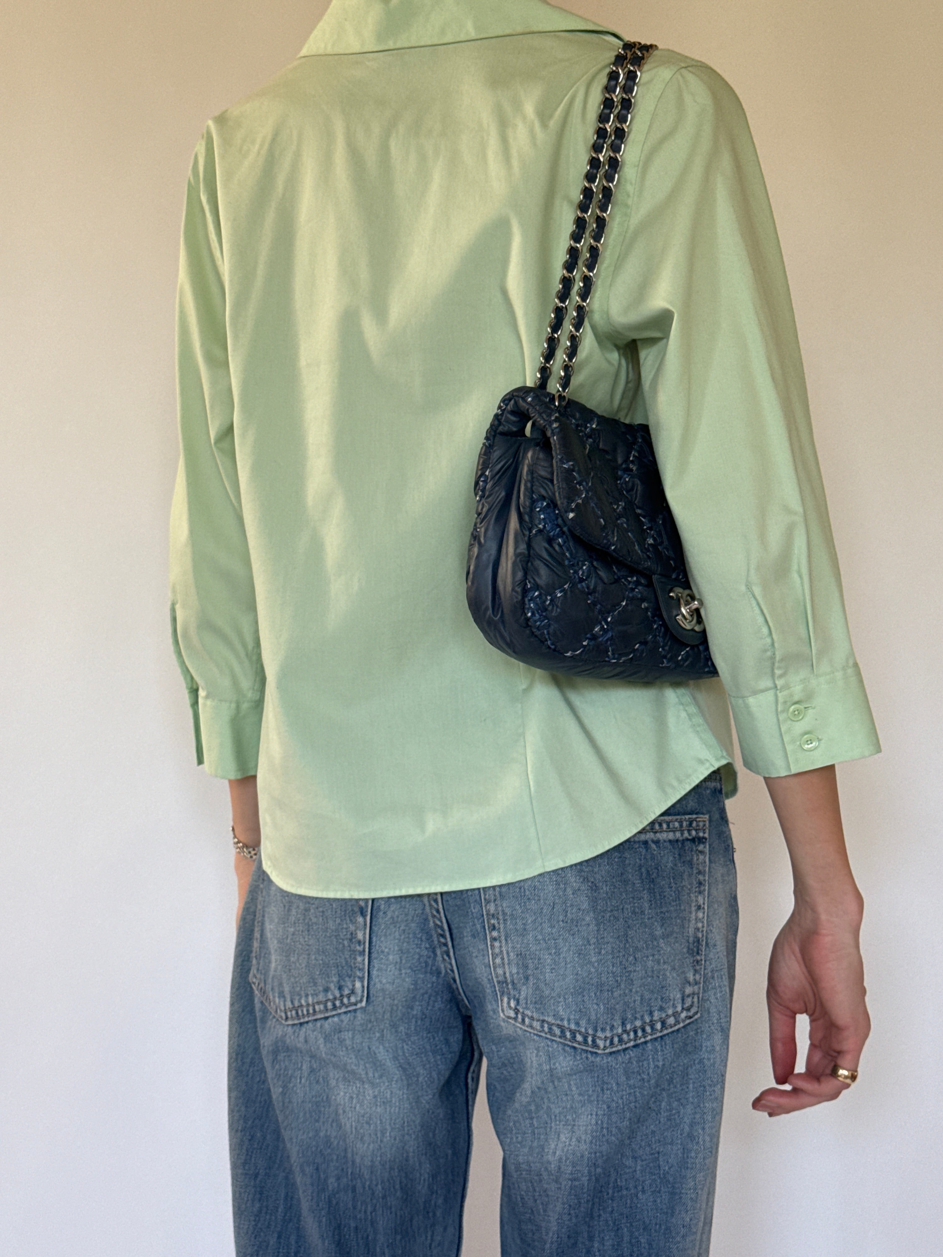 Vintage mint green shirt back view