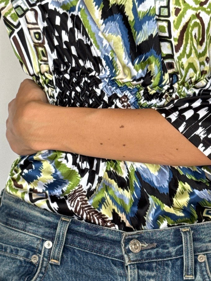 Vintage Green Printed Top 3592