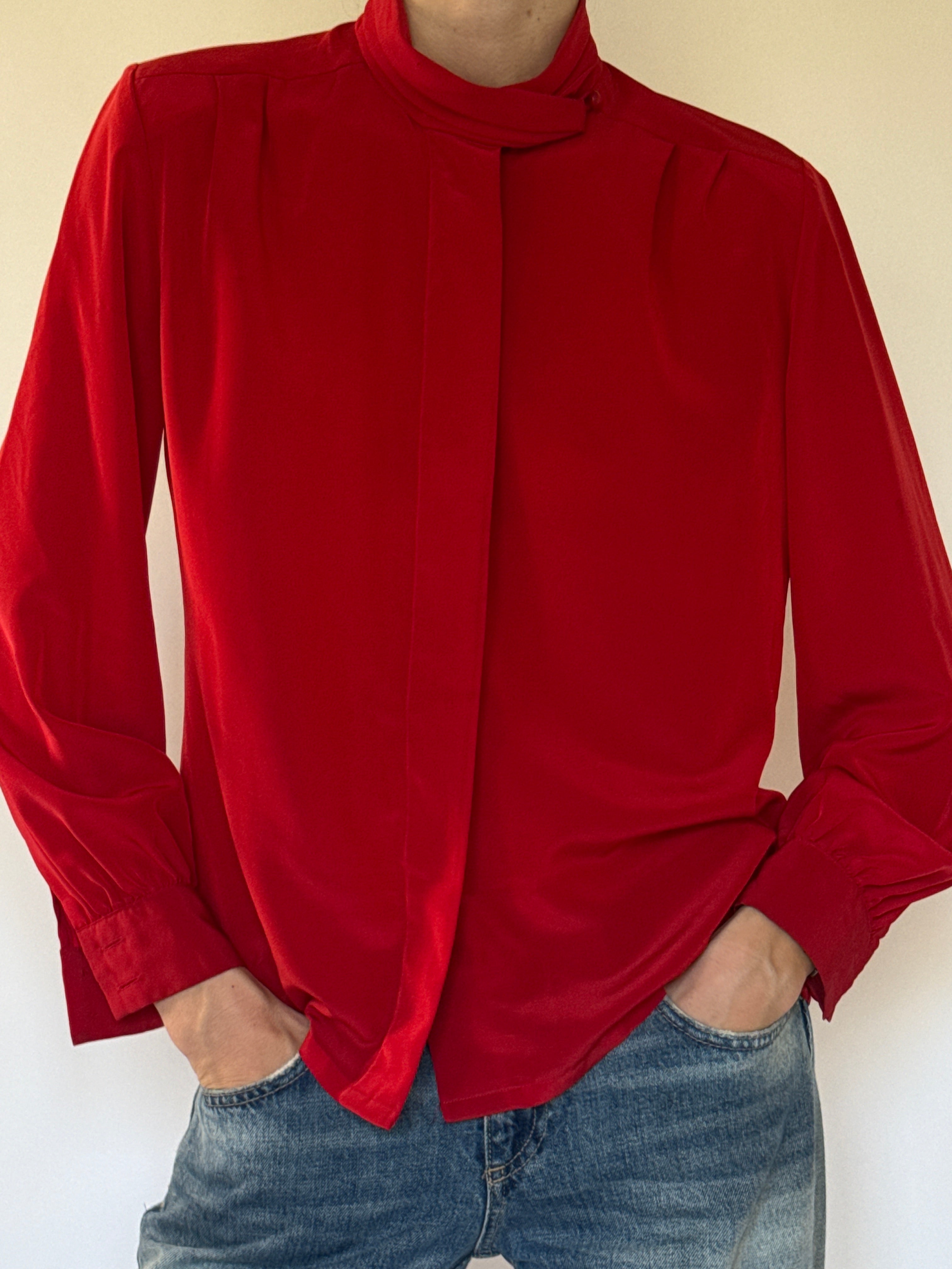 Vintage red fabric close-up