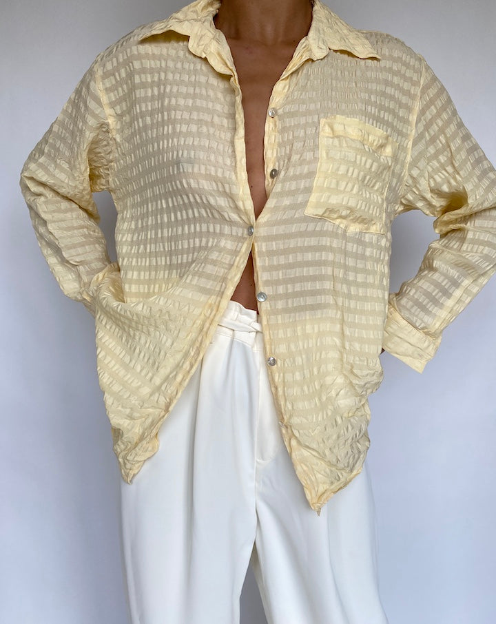 VINTAGE YELLOW SILK BLOUSE 732