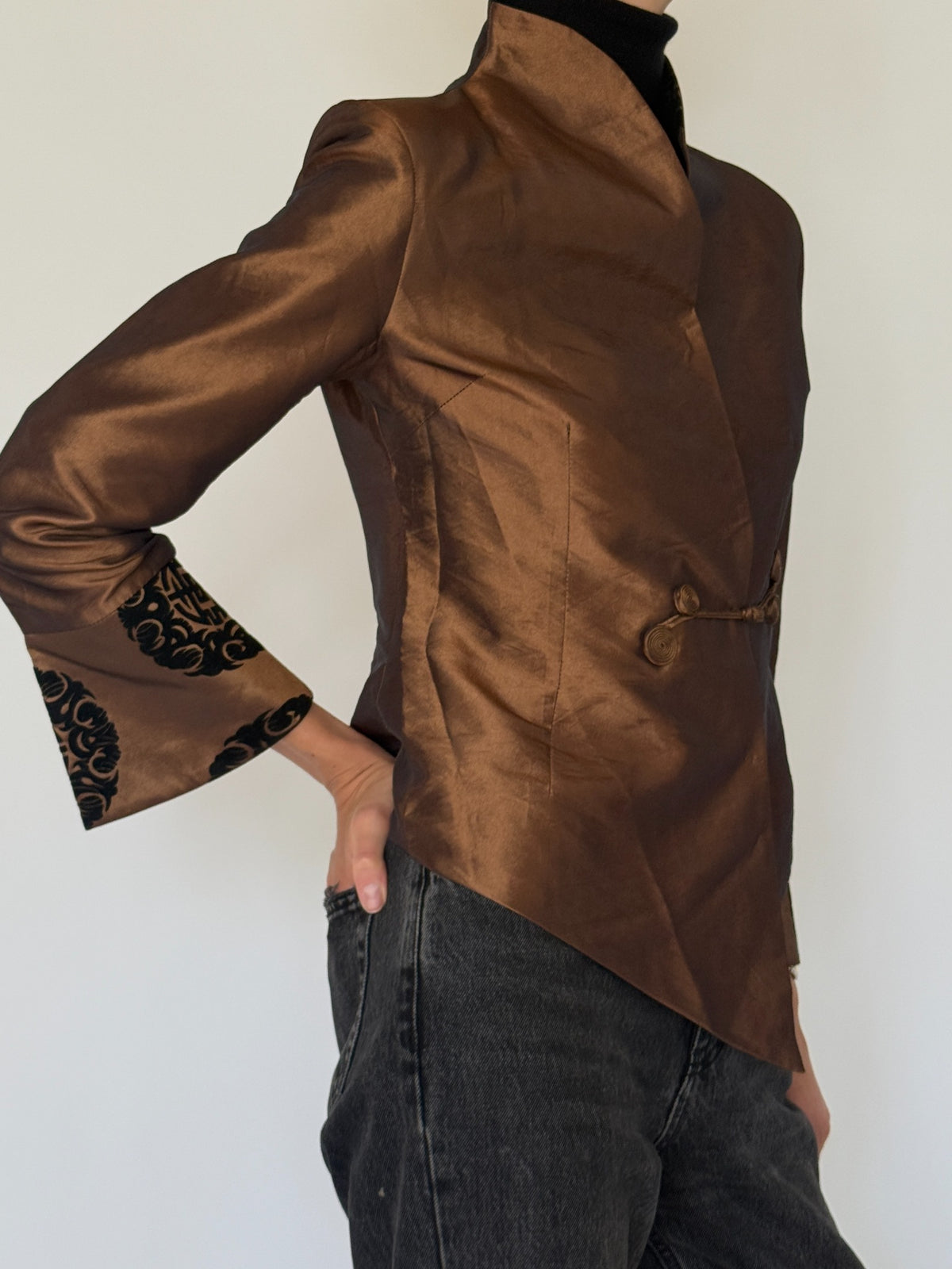 Vintage bronze-brown mandarin collar jacket view 9