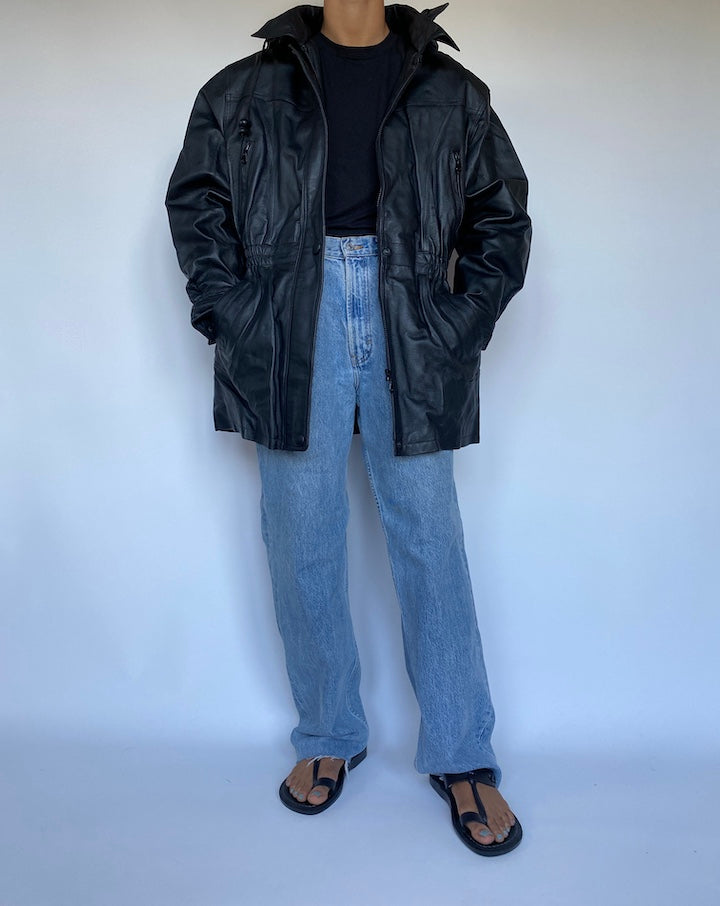 VINTAGE BLACK LEATHER JACKET 3045