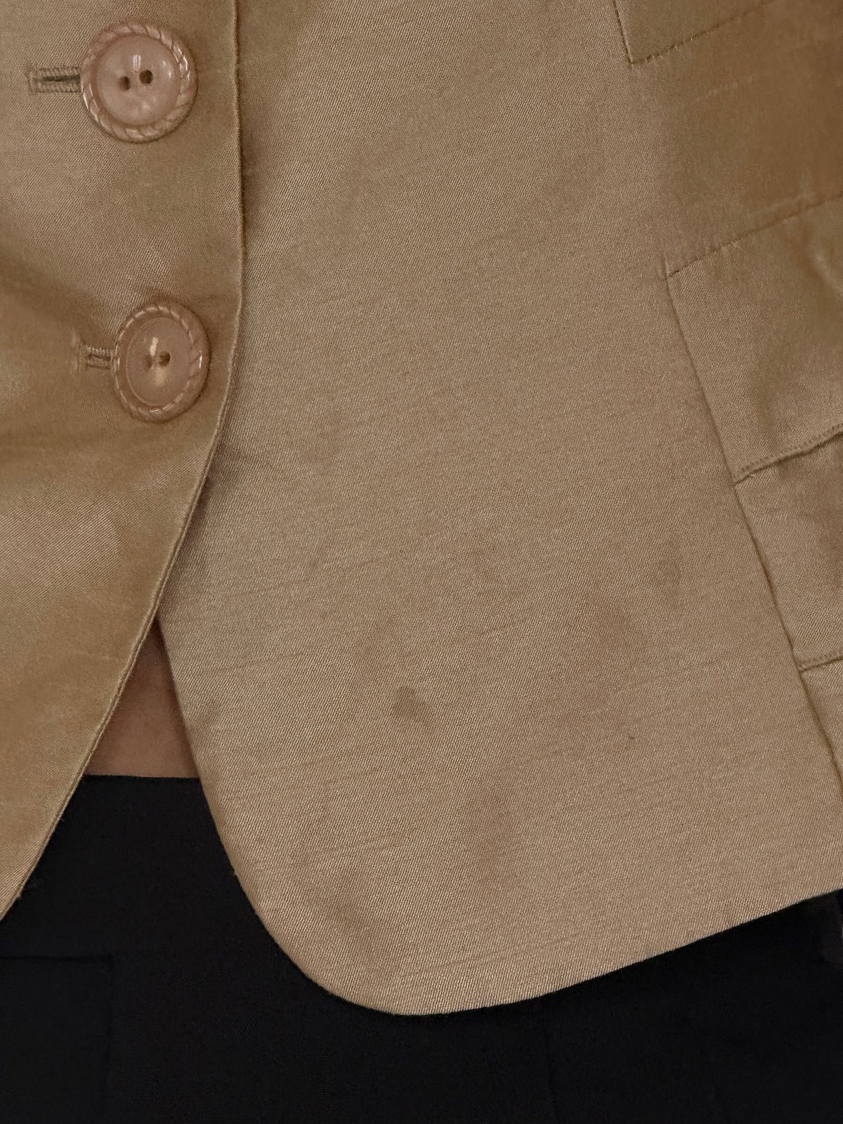 Vintage Cropped Shimmer Blazer Champagne 7412