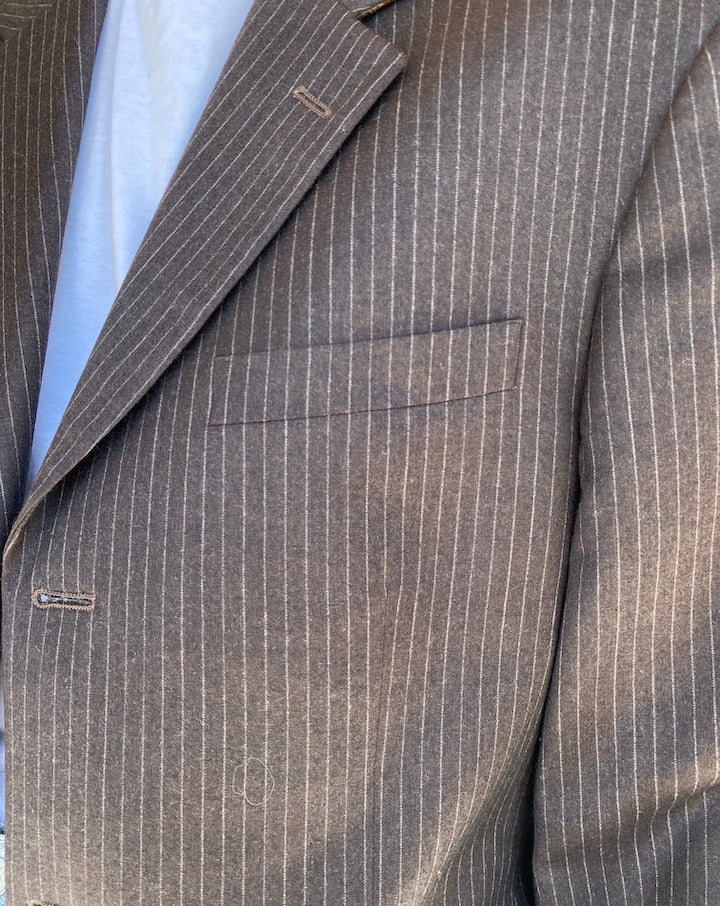 VINTAGE BROWN PINSTRIPED WOOL/CASHMERE BLAZER 1108