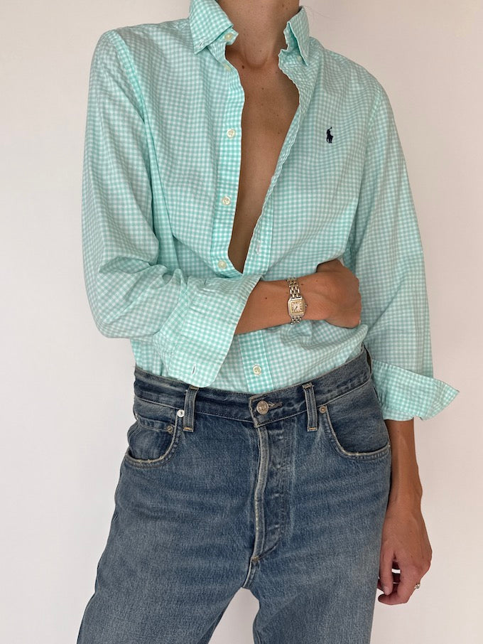 Vintage Checked Ralph Lauren Shirt Blue 3772