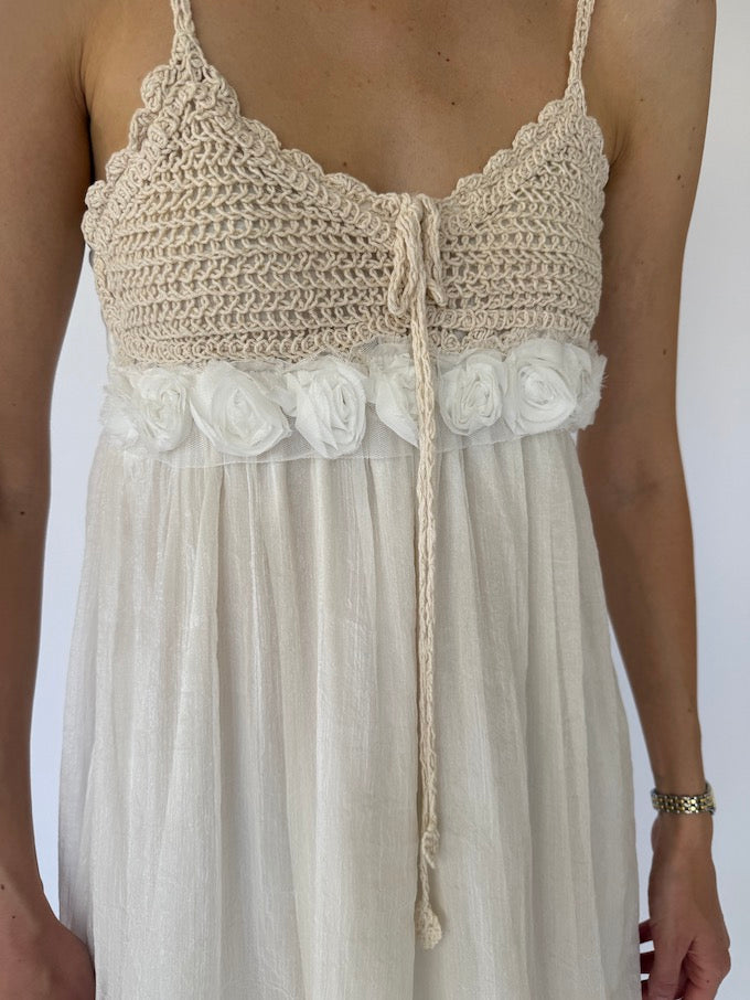 Vintage mini dress in cream 6098