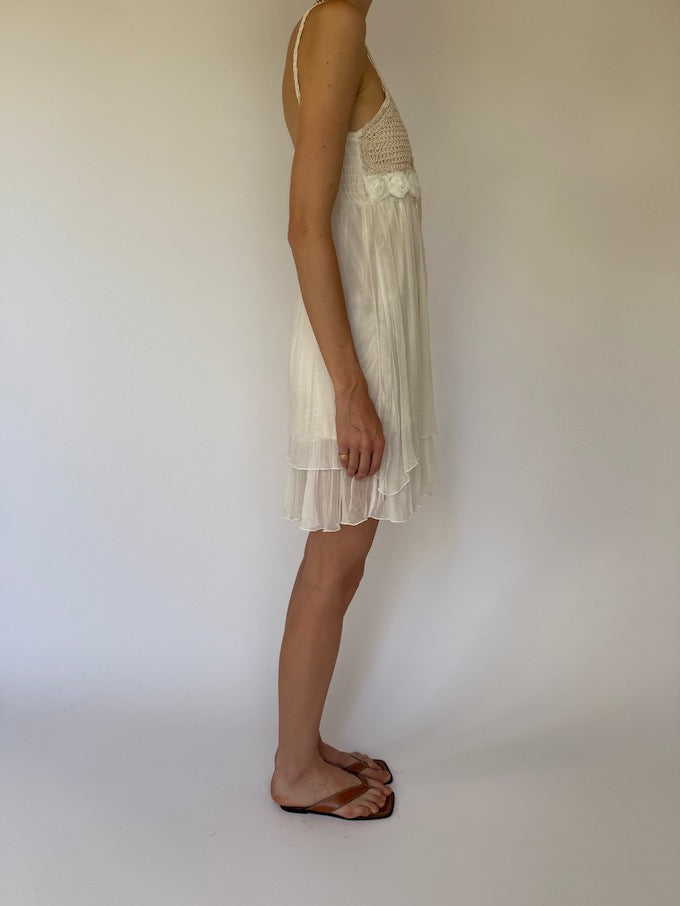 Vintage mini dress in cream 6098