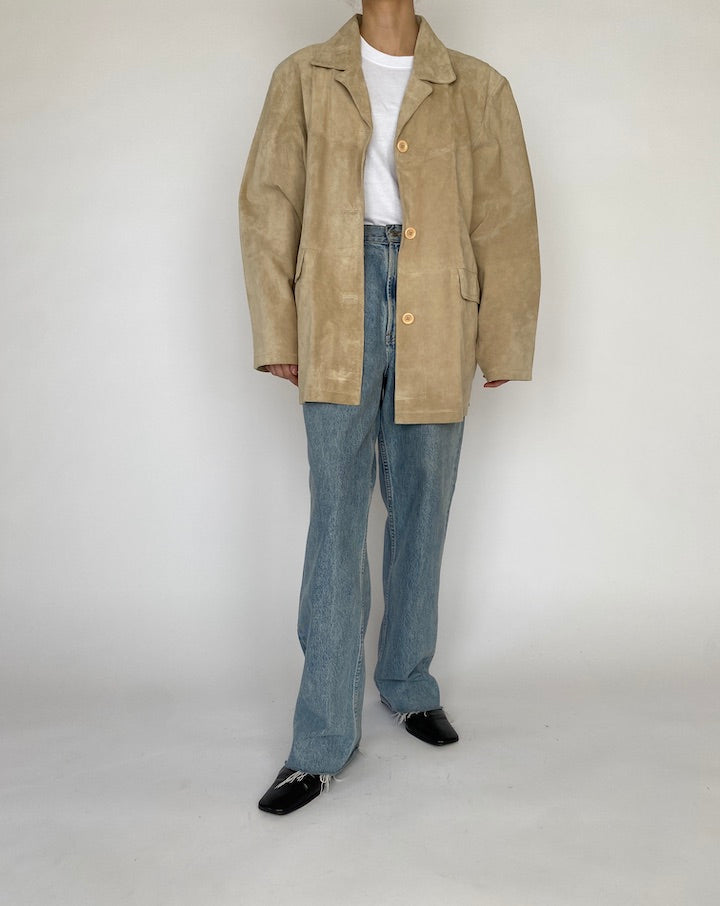VINTAGE BEIGE SUEDE LEATHER JACKET 4529
