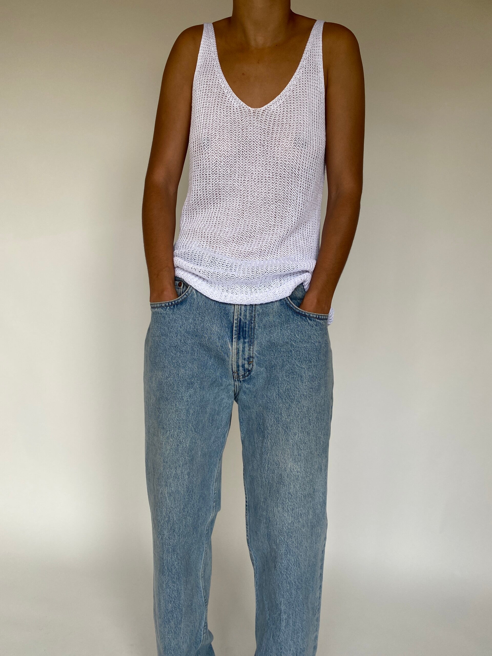 VINTAGE WHITE KNITTED TOP 1738