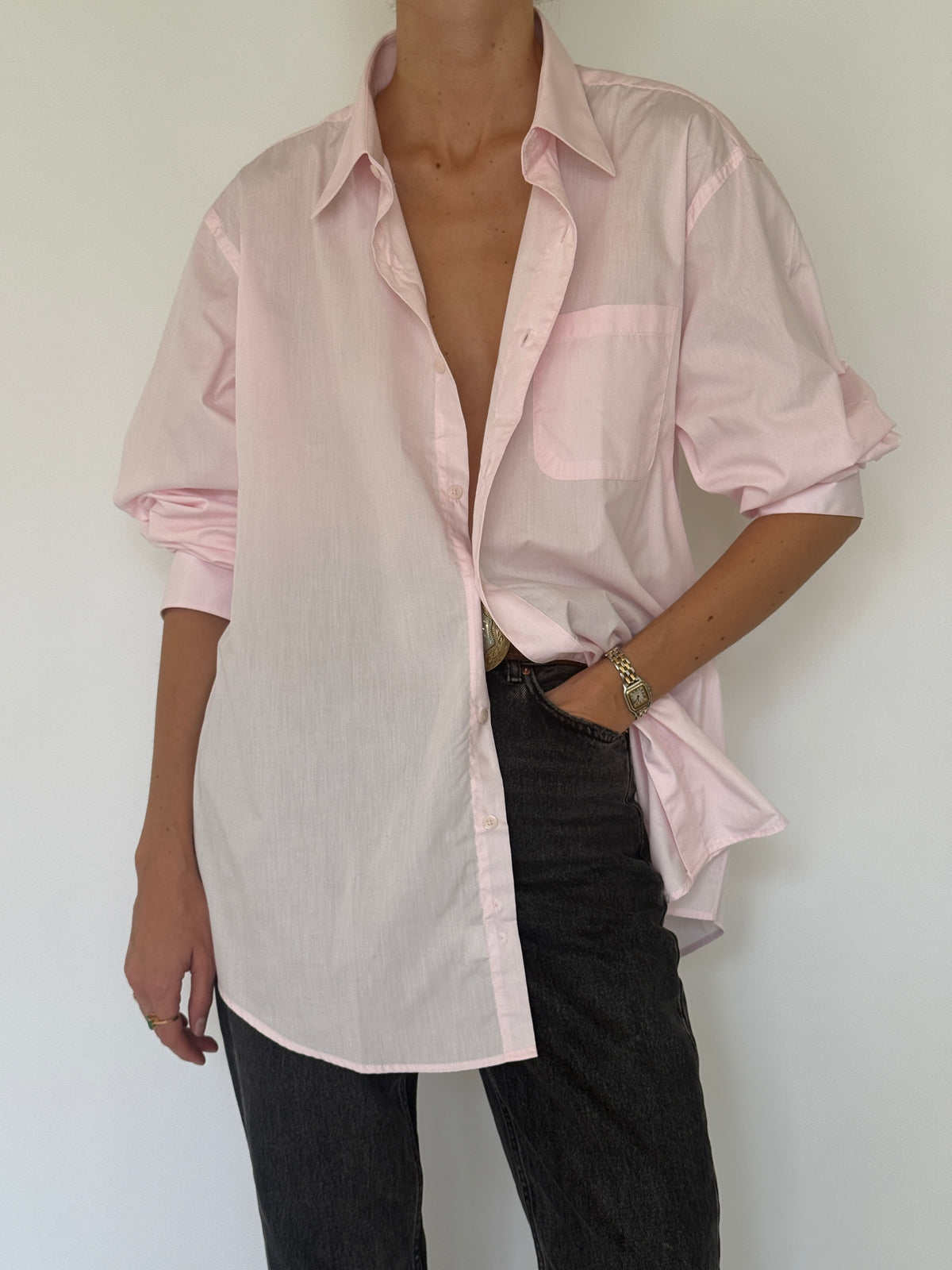 Vintage Light Pink Button-Up Shirt 8462