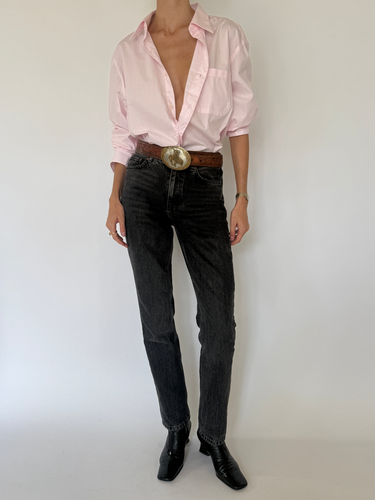 Vintage Light Pink Button-Up Shirt 8462