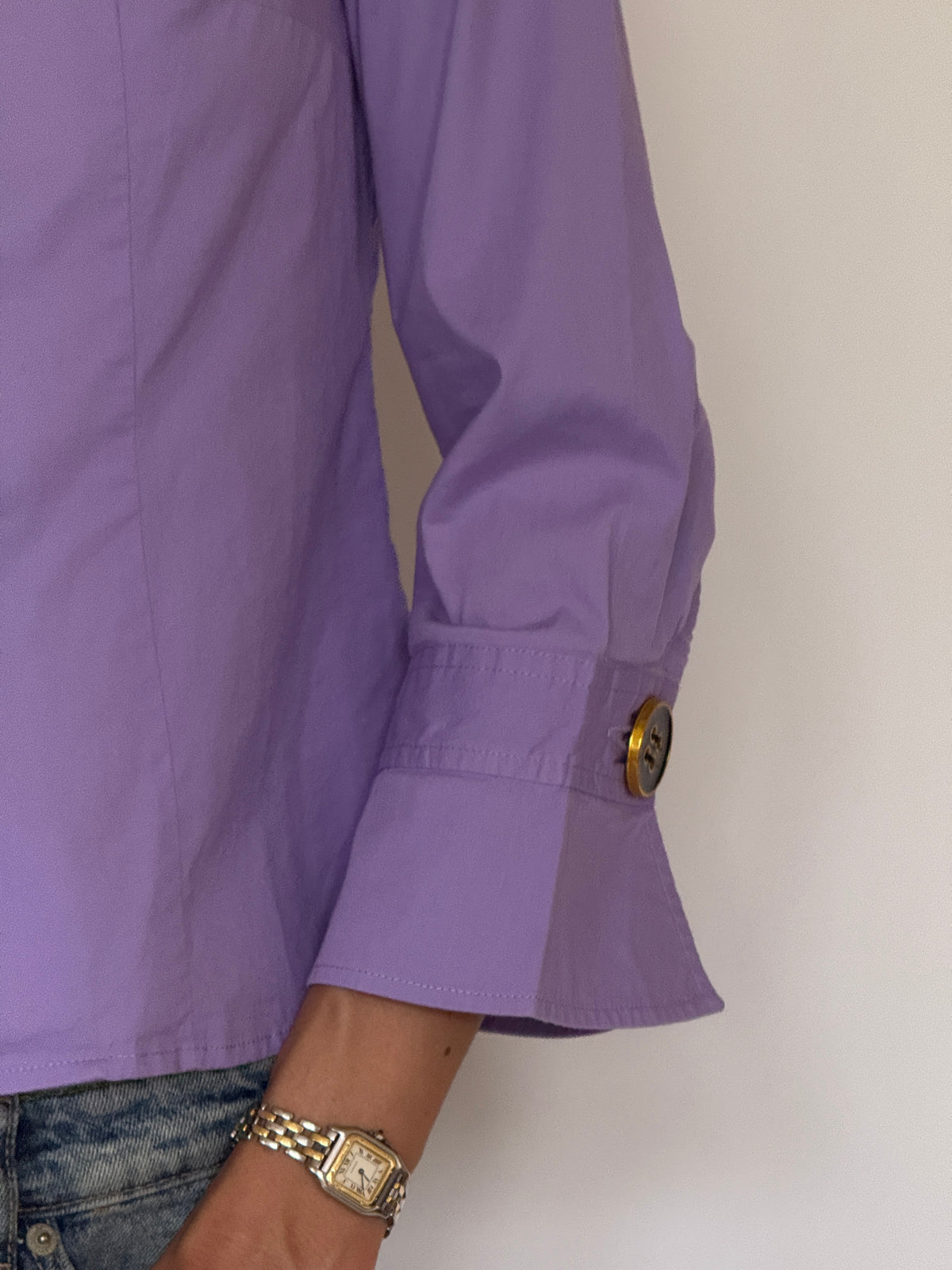 Vintage Tailored Button-Front Blouse Purple 7386
