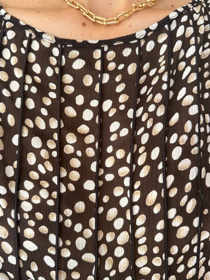 Vintage Black & White Polka Dot Ruffle Dress