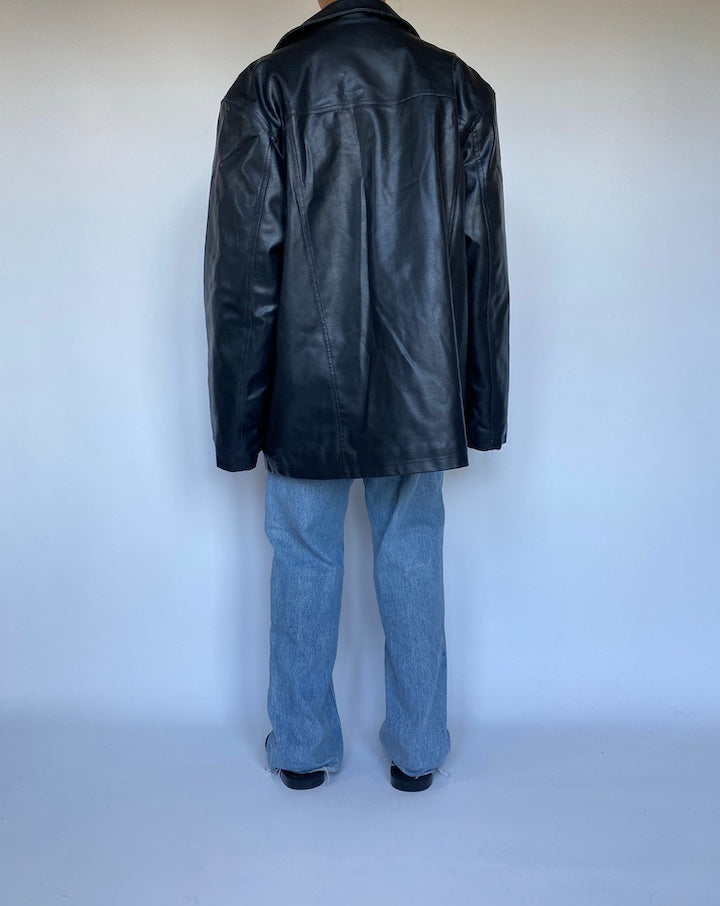 VINTAGE OVERSIZED BLACK LEATHER JACKET 3051