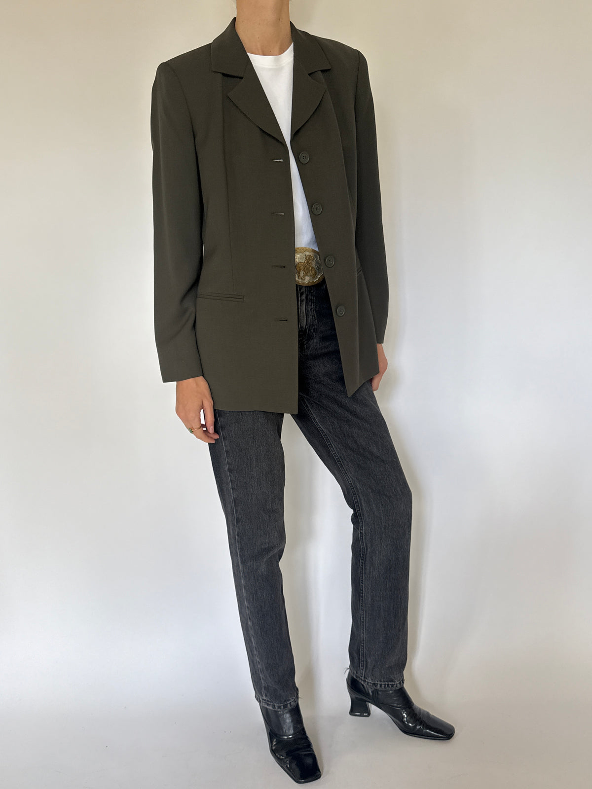 Vintage 100% Wool Blazer Green 8475