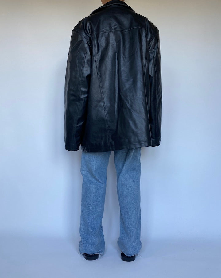VINTAGE OVERSIZED BLACK LEATHER JACKET 3051