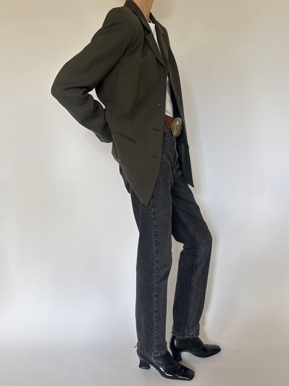 Vintage 100% Wool Blazer Green 8475