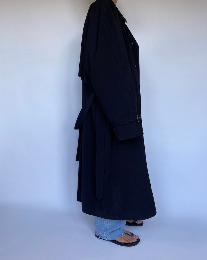 VINTAGE OVERSIZED BLACK TRENCH COAT 3052